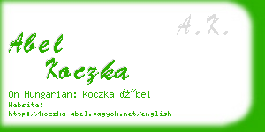 abel koczka business card